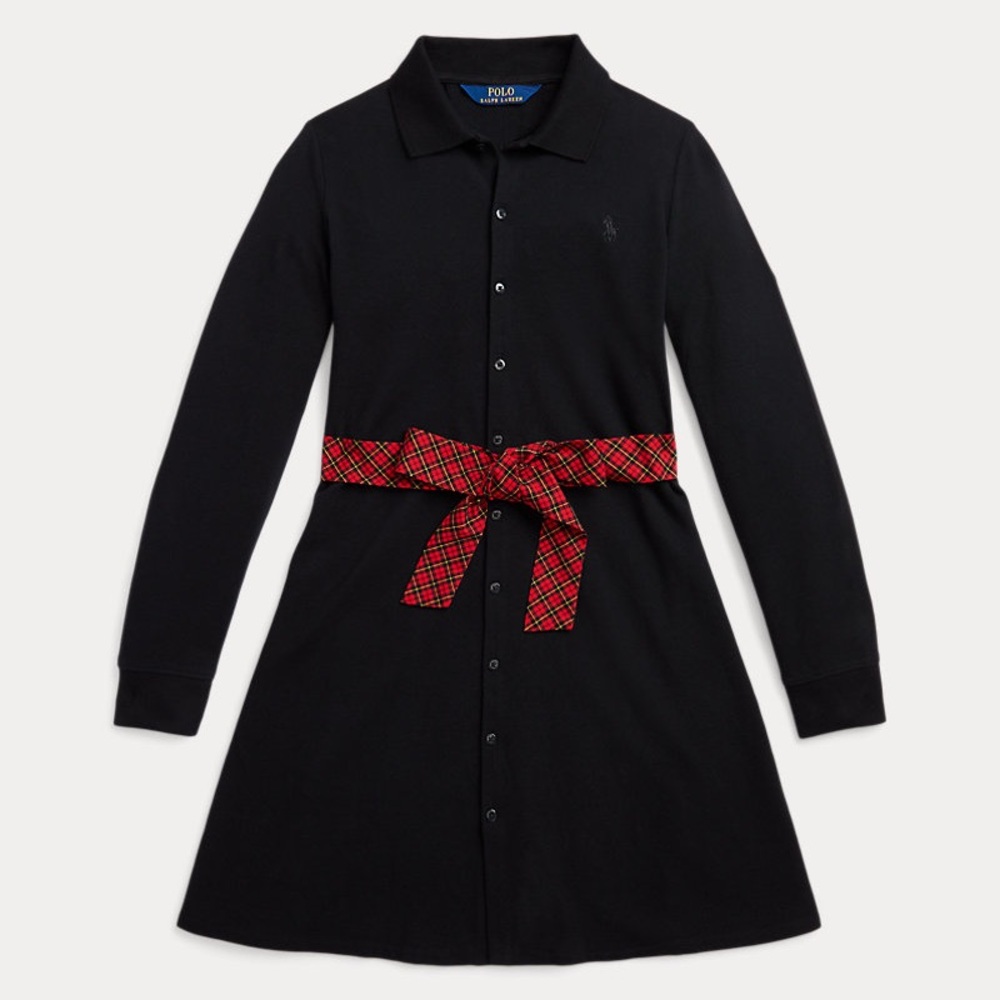 Polo Ralph Lauren Big Girls Plaid-Sash Knit Oxford Dress Size L(10- 12) NWT - Picture 2 of 9